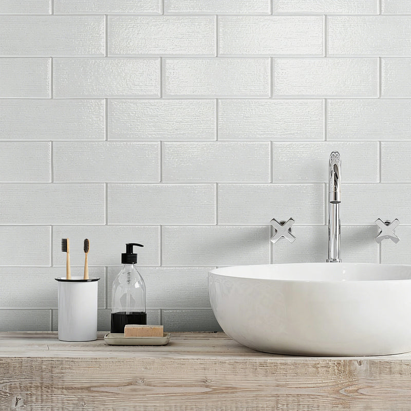 Linen Ice 3-in x 8-in Glass Wall Tiles( 1.33 sq. ft. /Box )