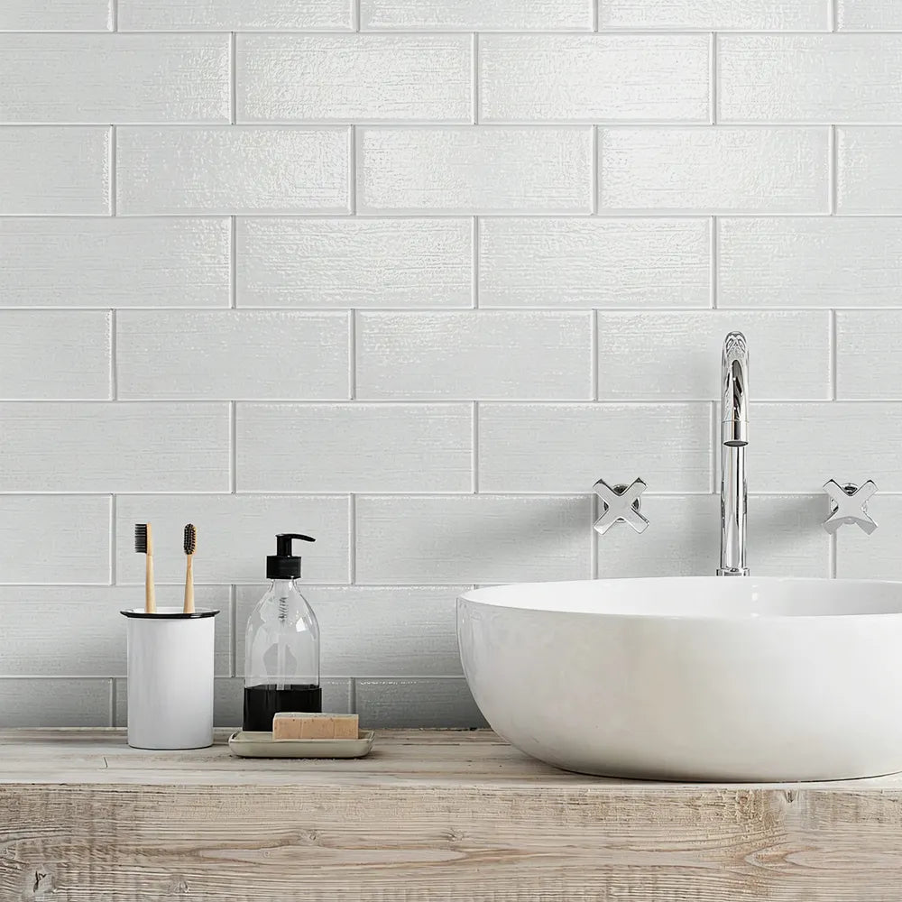 Linen Ice 3-in x 8-in Glass Wall Tiles( 1.33 sq. ft. /Box )