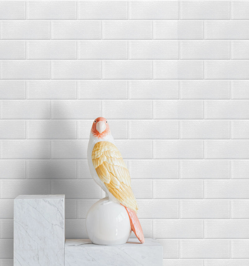 Living room accent wall with Linen Ice Glass Wall Tiles – subtle texture and translucent quality add sophistication.