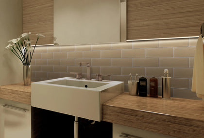 Linen Beige 3-in x 8-in Glass Wall Tiles( 1.33 sq. ft. /Box )