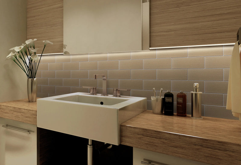 Linen Beige Glass Wall Tiles - Sample (Product Shown is Full Size)