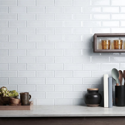 Bevel Ice Block 4-in x 8-in Glass Wall Tile( 1.98 sq. ft. /Box )