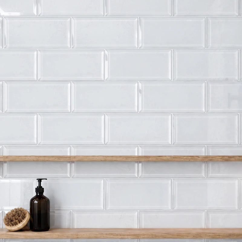 Bevel Ice Block 4-in x 8-in Glass Wall Tile( 1.98 sq. ft. /Box )