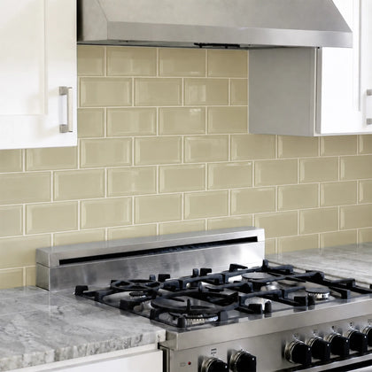 Bevel Nude 4-in x 8-in Glass Wall Tile( 1.98 sq. ft. /Box )