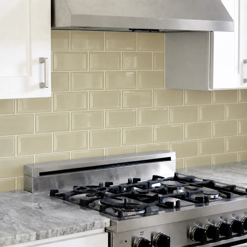 Bevel Nude 4-in x 8-in Glass Wall Tile( 1.98 sq. ft. /Box )