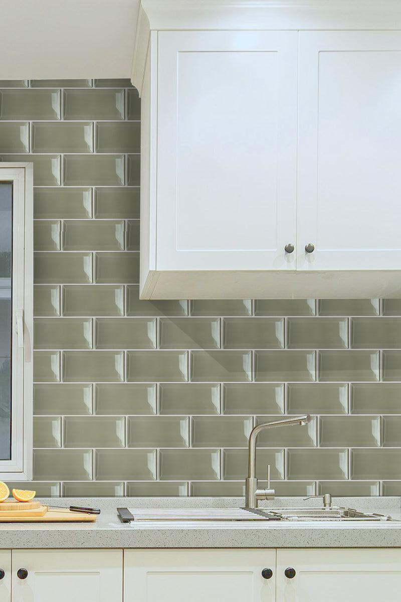Bevel Nude 4-in x 8-in Glass Wall Tile( 1.98 sq. ft. /Box )