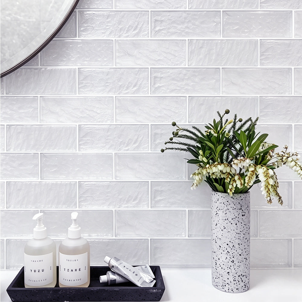 Frost 3-in x 8-in Glass Wall Tile(1.33sq. ft/Box)