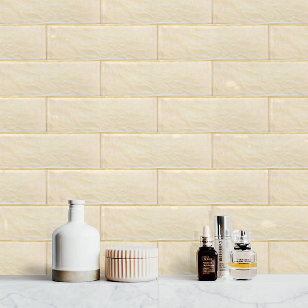 Champagne 4-in x 12-in Glass Wall Tiles( 13.3 sq. ft. /Box )