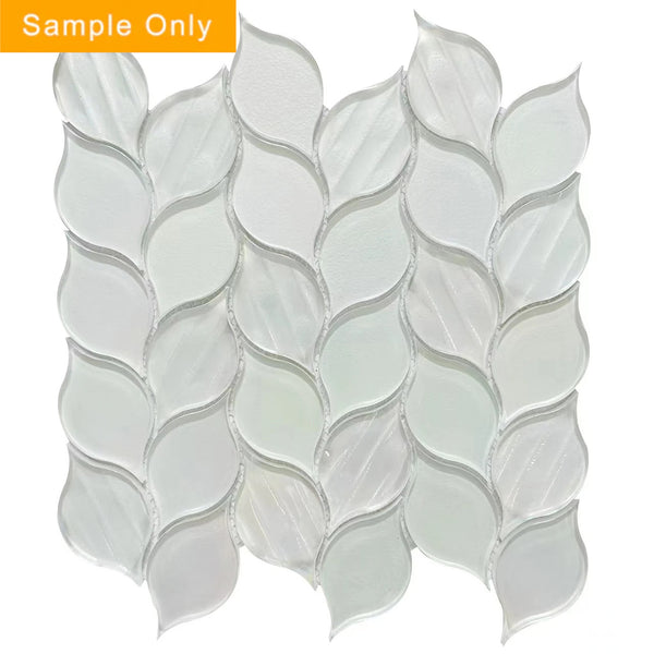 Laser Cut Iridescent Unique Ascending Vine Leaf Design Glass/Stone Mixed Diamond Mosaic Wall Tile - Sample (Product Shown is Full Size)