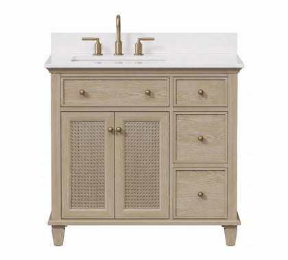 Ronnie 36" Vanity Set with Pure White Quartz Countertop