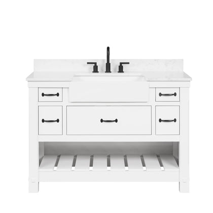 Farmington 48" Open Shelf Vanity Set with Premium Carrara Marble Top