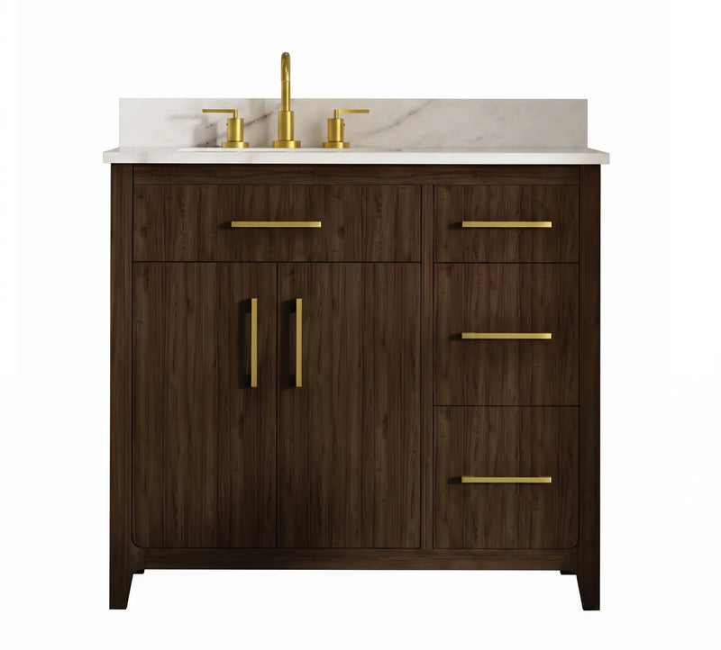 Warner 36" Single Vanity With Columbia White Marble Top