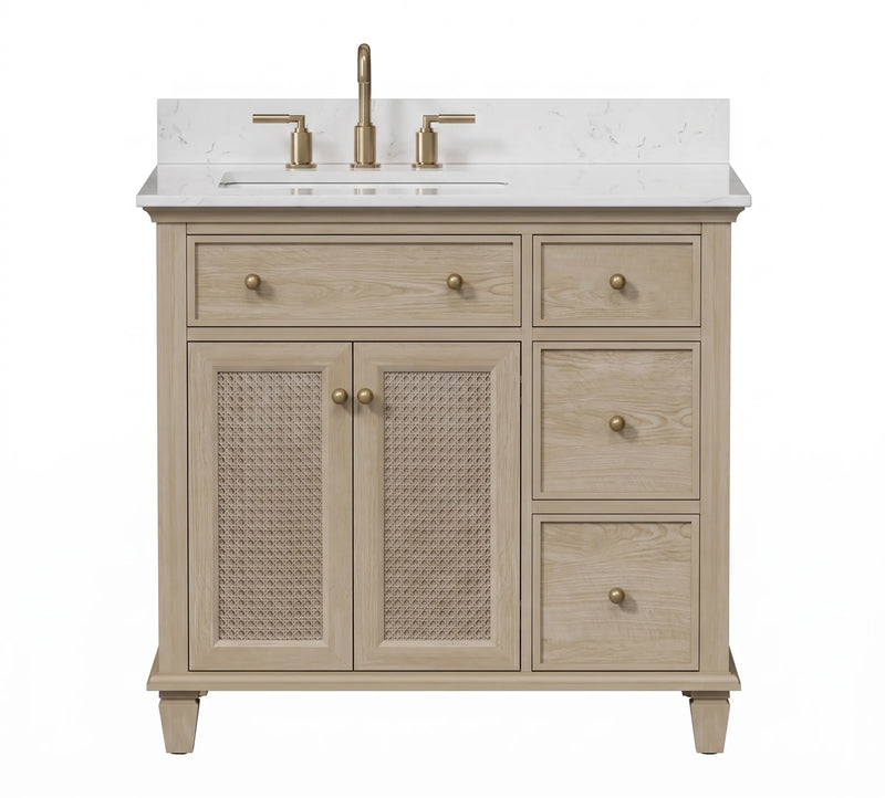 Ronnie 36" Vanity Set with White Carrara Quartz Top