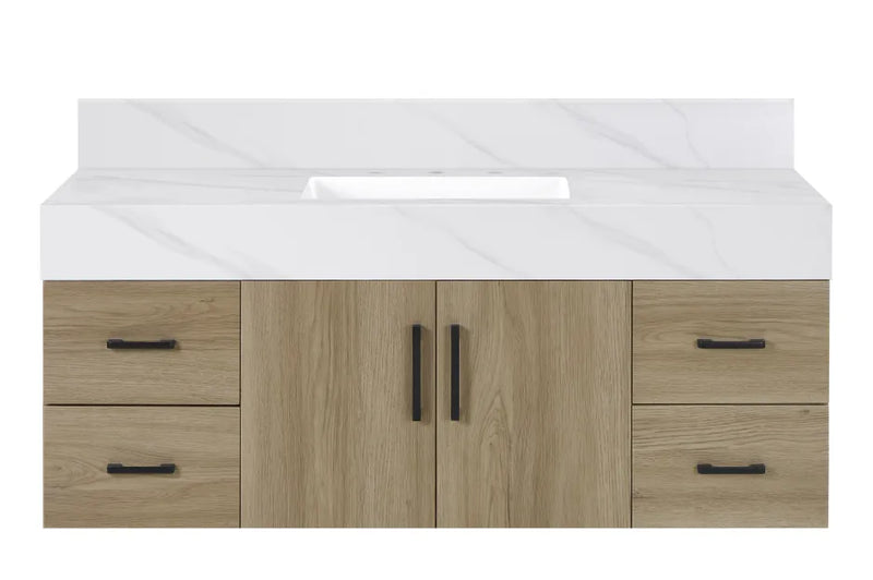 Utopia 48" Floating Bathroom Vanity with Calacatta Sintered Stone Top