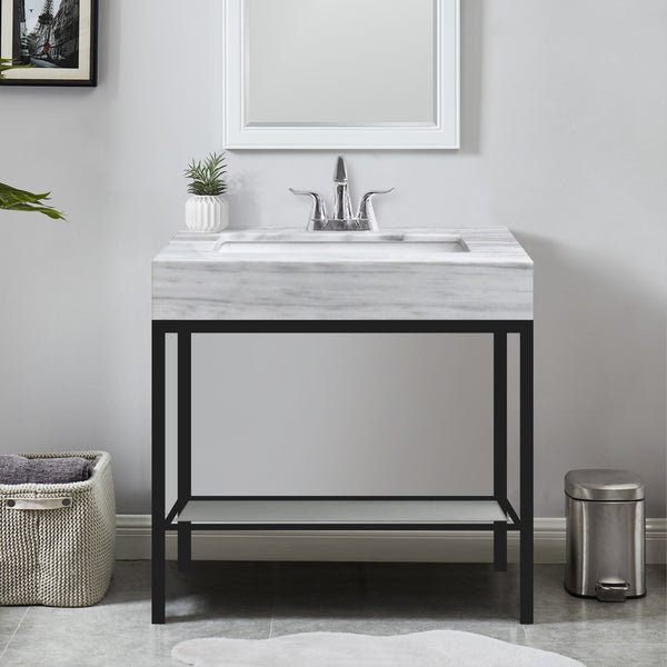 Vaia 24" Bathroom Vanity Set with Natural Marble Top