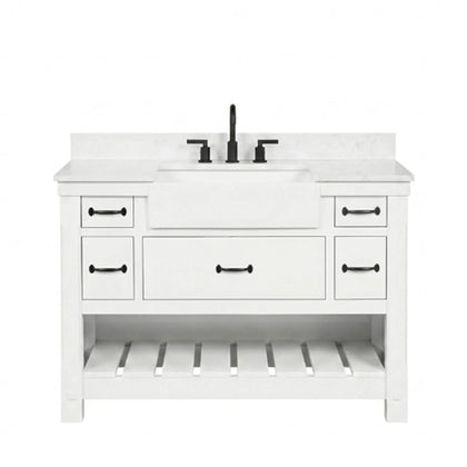 Farmington 48" Vanity Family Set with Carrara Engineered stone top - Dove White