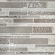 6-in x 18-in Mixed Neutrals Glass Random Strip Mosaic Wall Tile( 7.5 sq. ft. /Box )