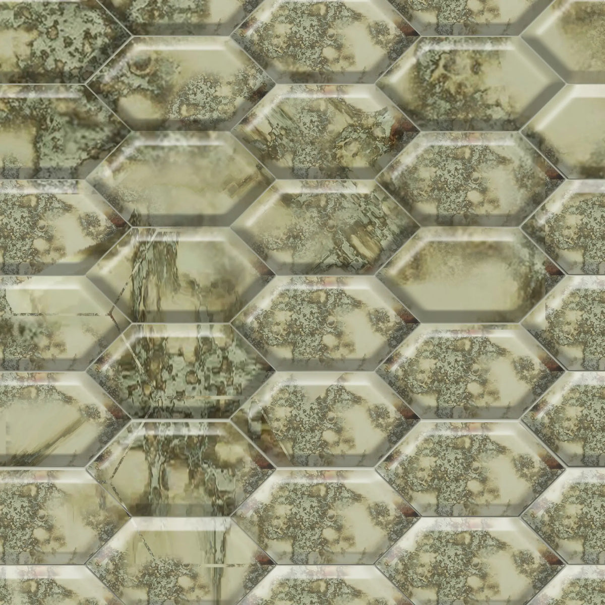 Stretched Hexagon Antique Mirror Glass Mosaic Wall Tile  - Sample (Product Shown is Full Size)