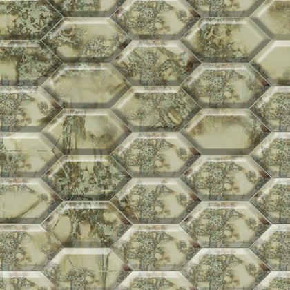 Stretched Hexagon Antique Mirror 4-in x 8-in Glass Mosaic Wall Tile ( 6.6 sq. ft. /Box )