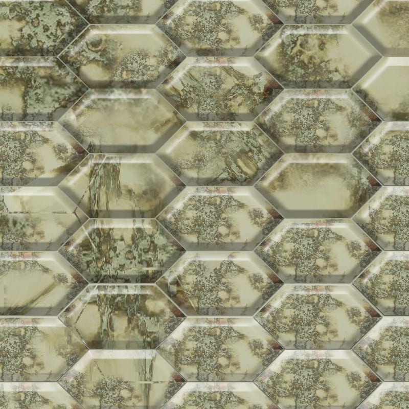 Stretched Hexagon Antique Mirror Glass Mosaic Wall Tile  - Sample (Product Shown is Full Size)