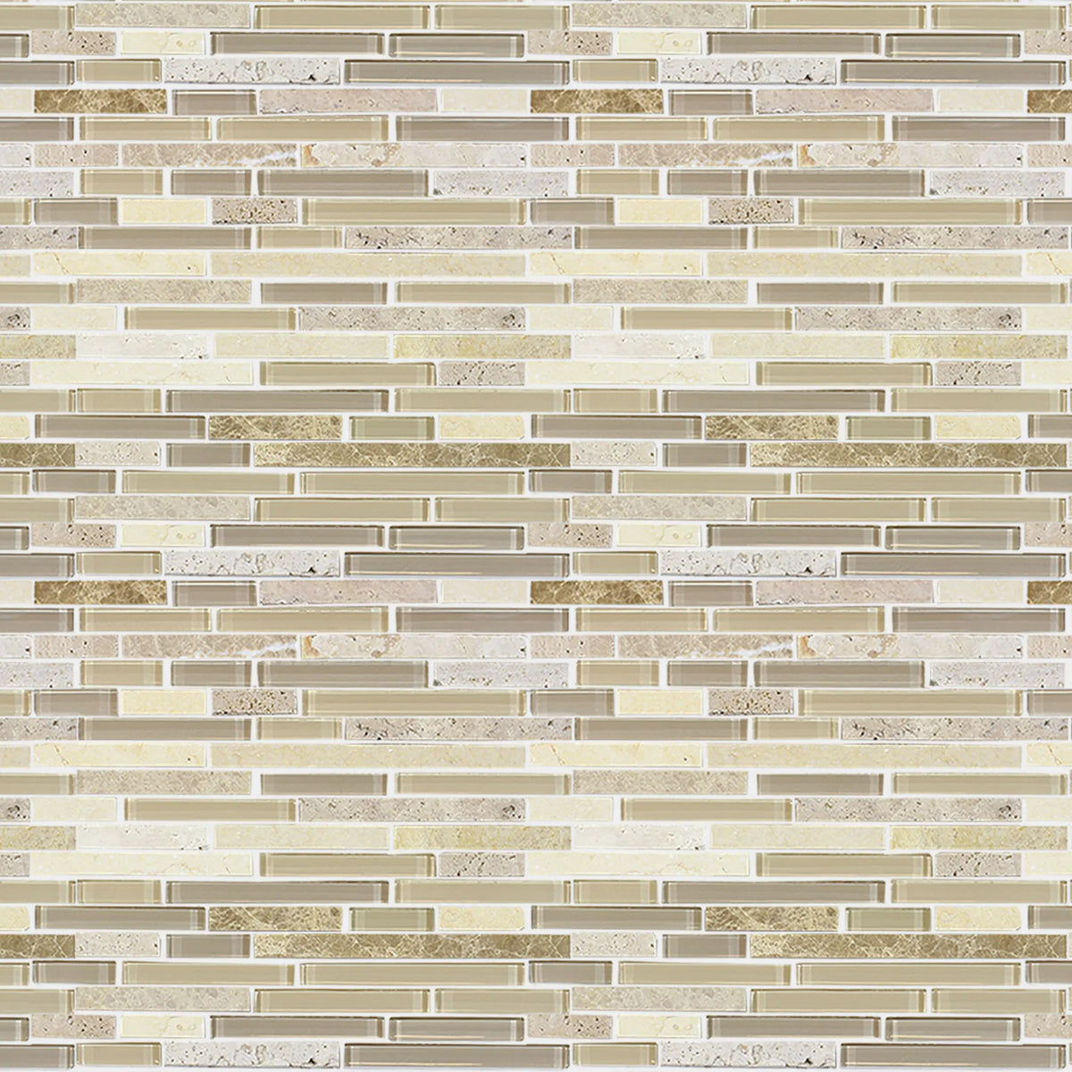 Sandy Dune Marble & Glass Random Strip 12-in x 12-in Glass Mosaic Wall Tile( 10 sq. ft. /Box )