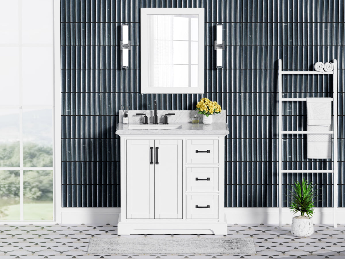 Rhoda 36" Vanity Set with Luxurious Carrara Marble Top