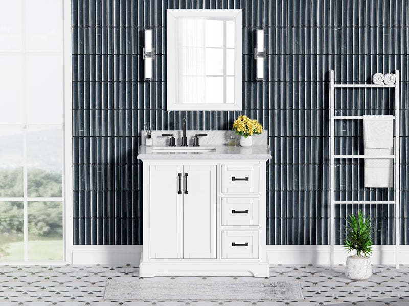 Rhoda 36" Vanity Set with Luxurious Carrara Marble Top