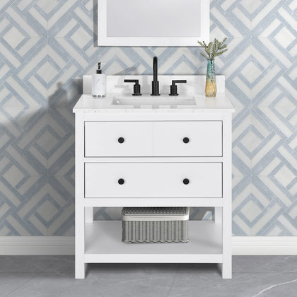 Encino 30" Single Vanity With Carrara White Quartz Stone Top