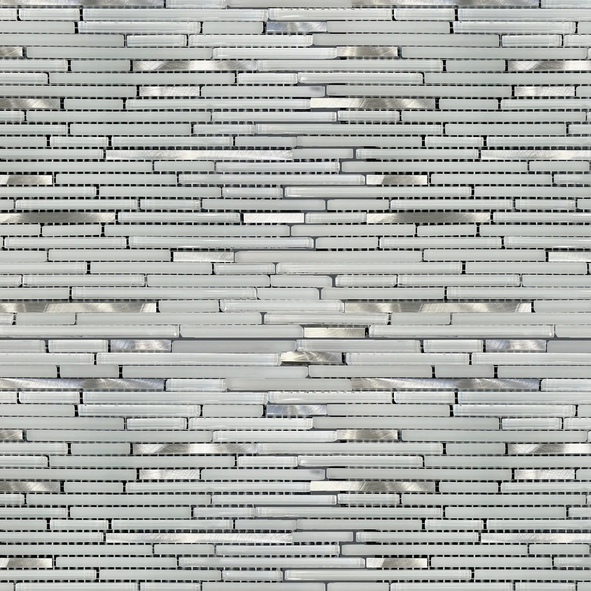 White Shadow Glass Mix Thin Strip Glass Mosaic Wall Tile - Sample (Product Shown is Full Size)