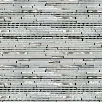 White Shadow Glass Mix Thin Strip 12-in x 12-in Glass Mosaic Wall Tile( 10 sq. ft. /Box )