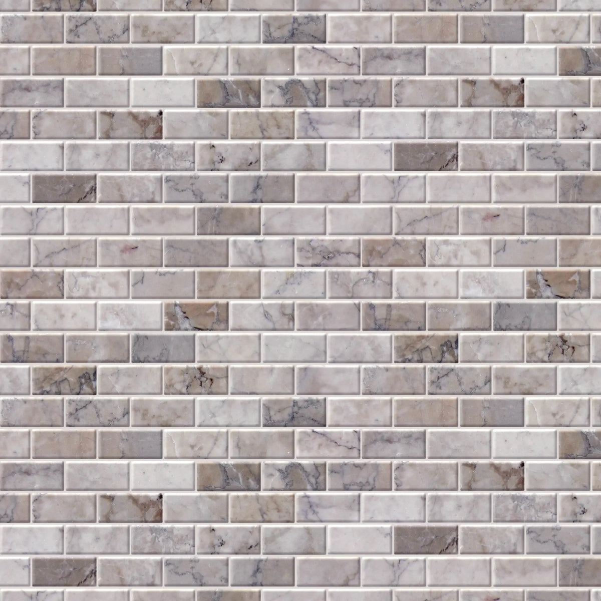 1-in x 2-in Gray Cloud 12-in x 11-in Polished Marble Mosaic Wall Tile( 4.6 sq. ft. /Box )