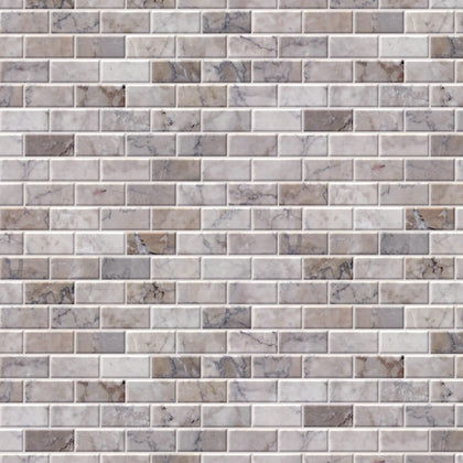 1-in x 2-in Gray Cloud 12-in x 11-in Polished Marble Mosaic Wall Tile( 4.6 sq. ft. /Box )