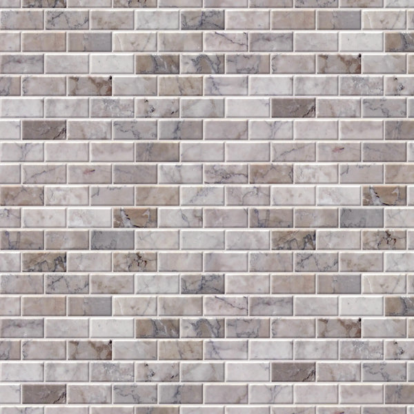 1-in x 2-in Gray Cloud 12-in x 11-in Polished Marble Mosaic Wall Tile( 4.6 sq. ft. /Box )