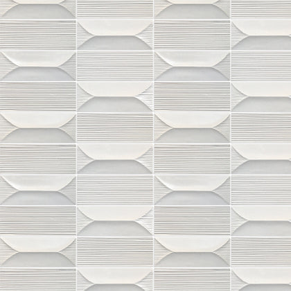 Technical drawing of Abstract Cream Porcelain Mosaic Tile – 3D texture tile with dimensions and usage specs