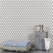 Penny Round White 12.4-in x 11-1/2 Matte Glazed Porcelain Mosaic Floor and Wall Tile( 19.81 sq. ft. /Box )