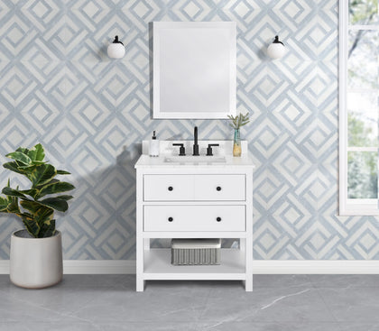 Encino 30" Single Vanity With Carrara White Quartz Stone Top