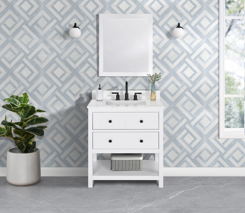 Encino 30" Single Vanity With Carrara White Quartz Stone Top