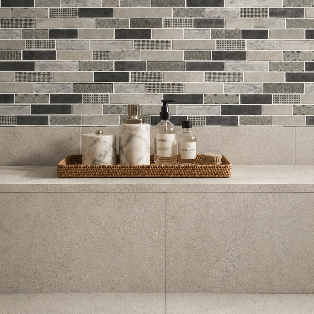 French Gingham Brick 12-in x 10-in Glass Mosaic Wall Tile( 8.3 sq. ft. /Box )