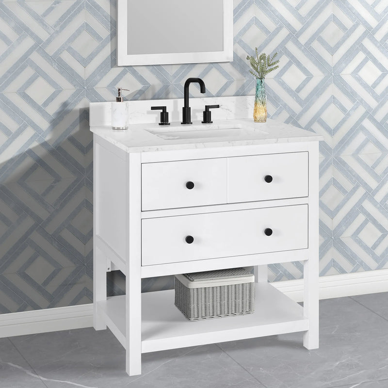 Encino 30" Single Vanity With Carrara White Quartz Stone Top
