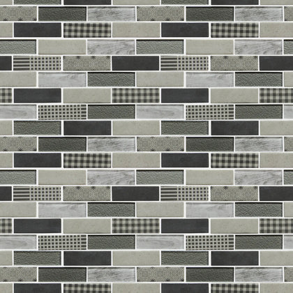 French Gingham Brick 12-in x 10-in Glass Mosaic Wall Tile( 8.3 sq. ft. /Box )