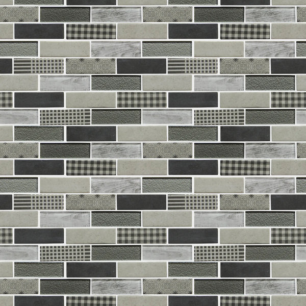 French Gingham Brick 12-in x 10-in Glass Mosaic Wall Tile( 8.3 sq. ft. /Box )
