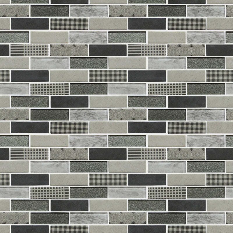 French Gingham Brick 12-in x 10-in Glass Mosaic Wall Tile( 8.3 sq. ft. /Box )