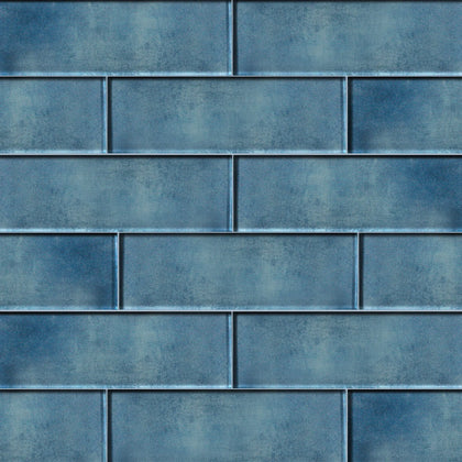 Medium Blue 3-in x 9-in Glass Tile( 5 sq. ft. /Box )