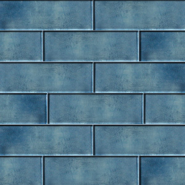 Medium Blue 3-in x 9-in Glass Tile( 5 sq. ft. /Box )