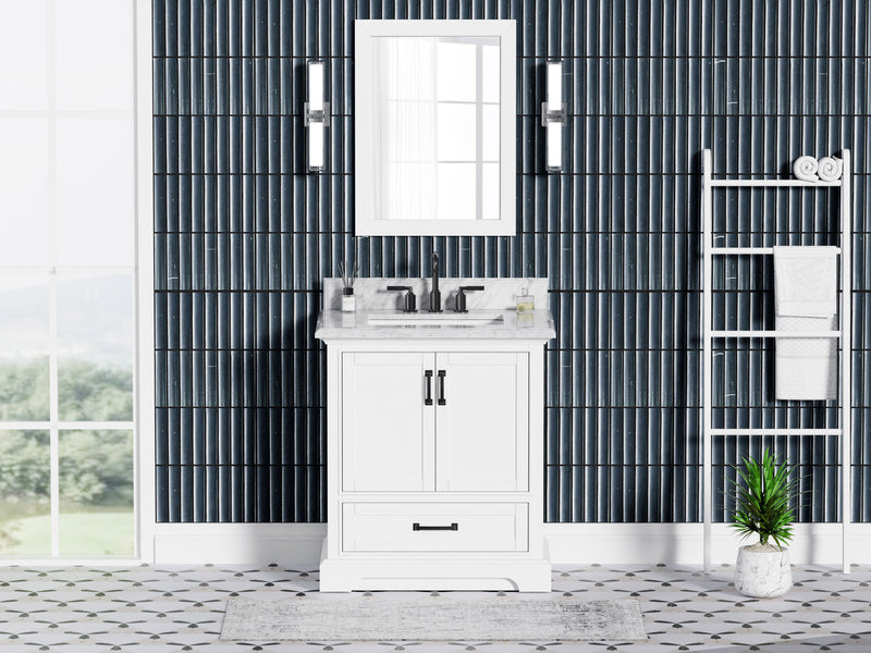 Rhoda 30" Vanity Set with Luxurious Carrara Marble Top