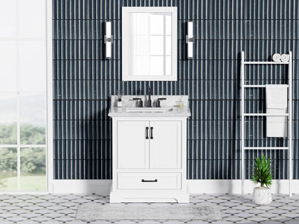 Rhoda 30" Vanity Set with Luxurious Carrara Marble Top