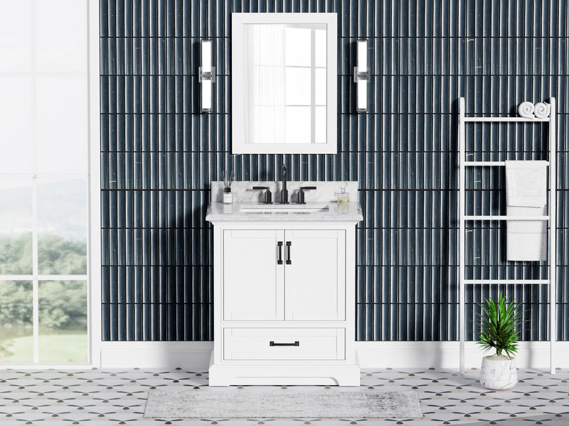 Rhoda 30" Vanity Set with Luxurious Carrara Marble Top