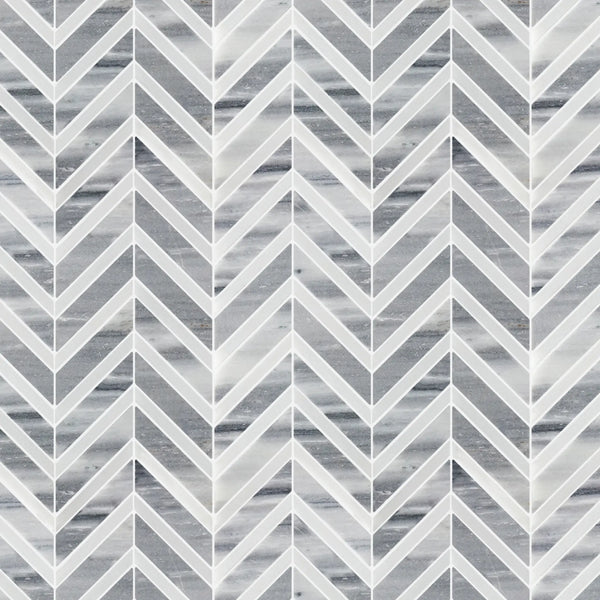 Marmara Chevron 12-in x 12-in Marble Mosaic Floor and Wall Tile( 5 sq. ft. /Box )