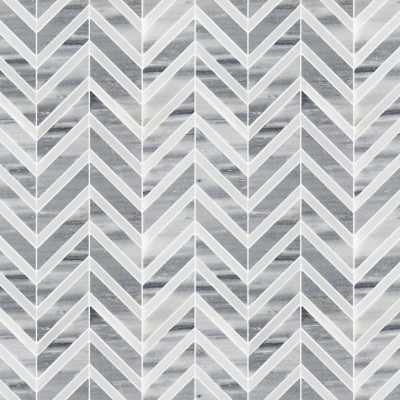 Marmara Chevron 12-in x 12-in Marble Mosaic Floor and Wall Tile( 5 sq. ft. /Box )