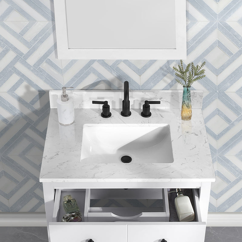 Encino 30" Single Vanity With Carrara White Quartz Stone Top